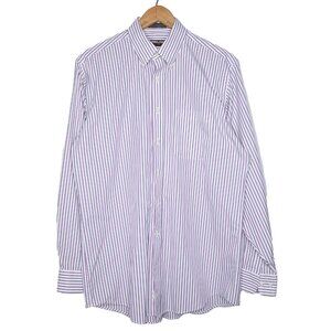 Kirkland Signature Non-Iron Dress Shirt | Purple Grey White Stripe 16 //35